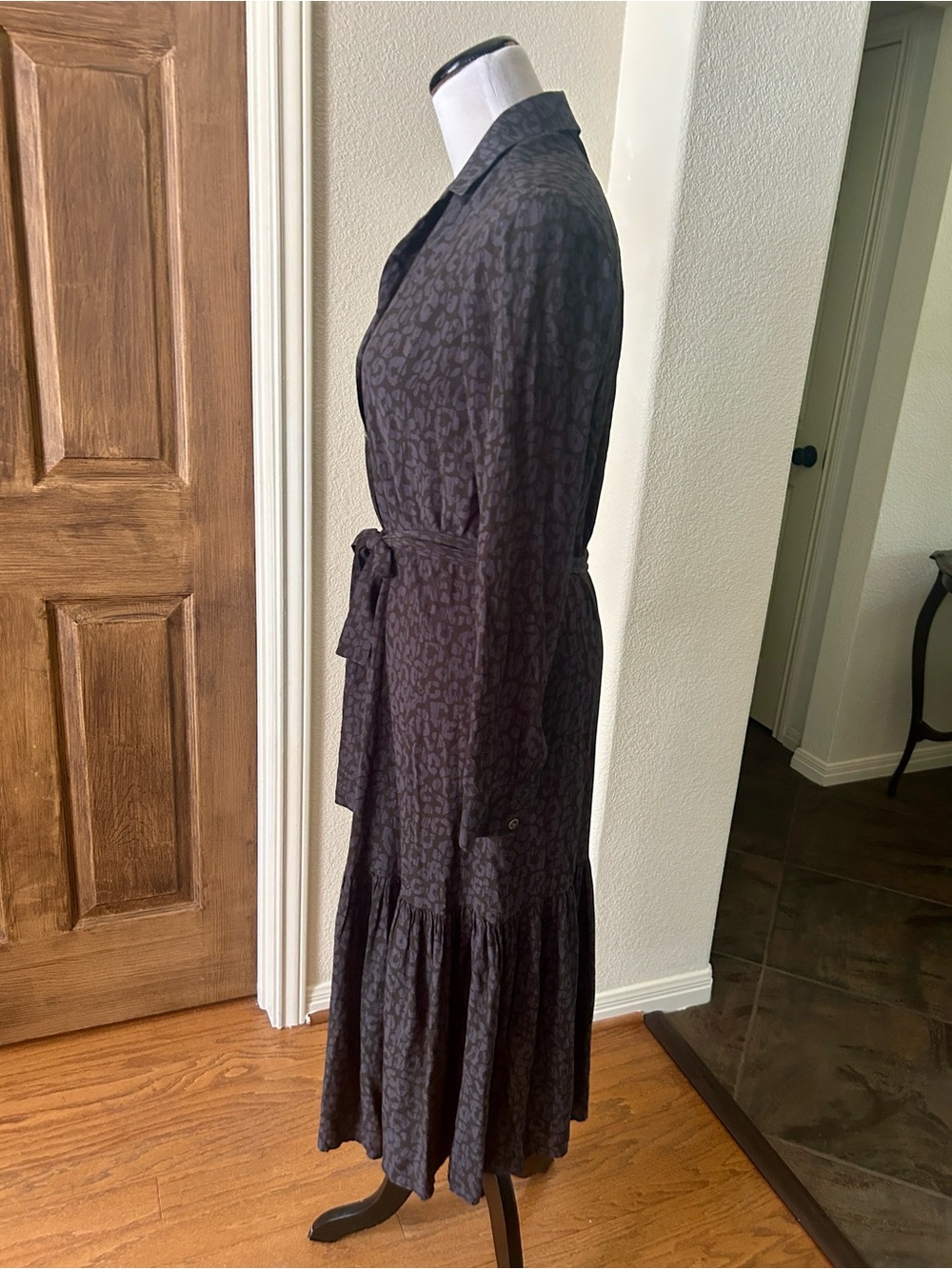 Rails Midi Dress Tiered Beatrice Charcoal Cheetah Grey Batik Size Small - Picture 13 of 15